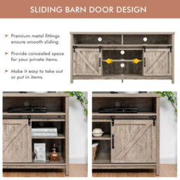 "Costway 150Cm Sliding Barn Door Tv Stand Farmhouse Flat Screen Console For Tvs Up To 65""" - thumbnail 6