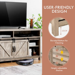 "Costway 150Cm Sliding Barn Door Tv Stand Farmhouse Flat Screen Console For Tvs Up To 65""" - thumbnail 7