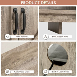 "Costway 150Cm Sliding Barn Door Tv Stand Farmhouse Flat Screen Console For Tvs Up To 65""" - thumbnail 9