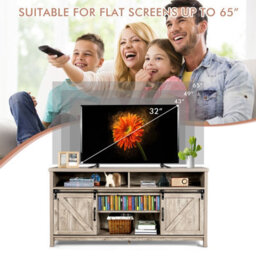 "Costway 150Cm Sliding Barn Door Tv Stand Farmhouse Flat Screen Console For Tvs Up To 65""" - thumbnail 8