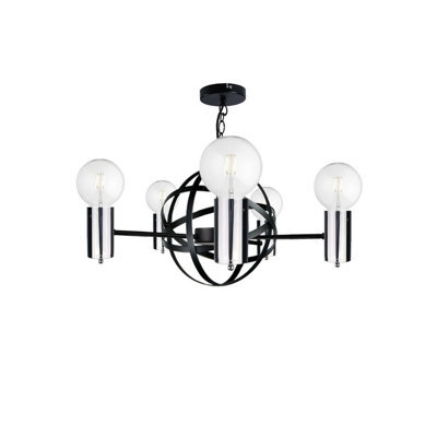 Luminosa Lighting Luminosa Solar Pendant Ceiling Light Black, Silver, 60Cm, 5X E27
