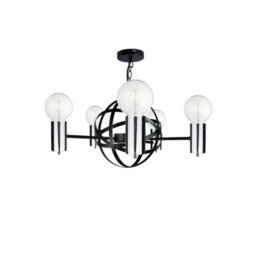 Luminosa Lighting Luminosa Solar Pendant Ceiling Light Black, Silver, 60Cm, 5X E27