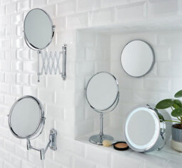 Cooke & Lewis Hayle Gris Round Wall-Mounted Bathroom Mirror (H)31Cm (W)22.5Cm - thumbnail 1