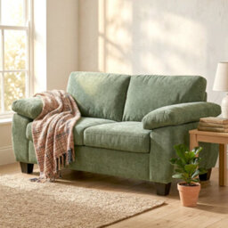 Homcom 2 Seater Sofa, Chenille Small Sofa With Spring Cushions, Dark Green - thumbnail 8