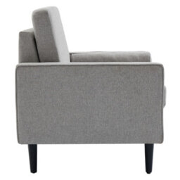 Living And Home Mid-Century Grey Linen Single Sofa Armchair With Armrest Pillow - thumbnail 3