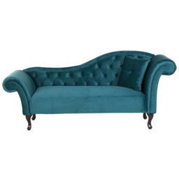 Beliani Right-Hand Chaise Longue Lattes Velvet Teal - thumbnail 1