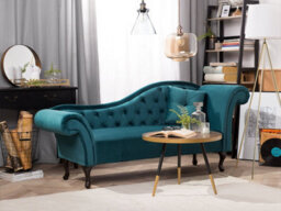 Beliani Right-Hand Chaise Longue Lattes Velvet Teal - thumbnail 2