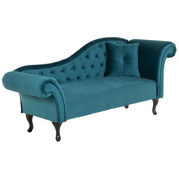 Beliani Right-Hand Chaise Longue Lattes Velvet Teal - thumbnail 4