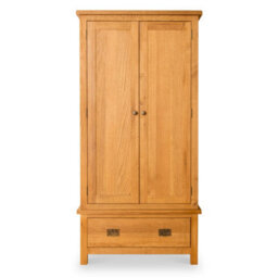 Lanner Oak Double Wardrobe With Drawer - By Roseland Furniture - thumbnail 3
