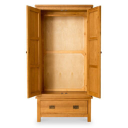 Lanner Oak Double Wardrobe With Drawer - By Roseland Furniture - thumbnail 4