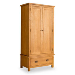 Lanner Oak Double Wardrobe With Drawer - By Roseland Furniture - thumbnail 1