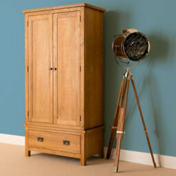 Lanner Oak Double Wardrobe With Drawer - By Roseland Furniture - thumbnail 2