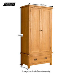 Lanner Oak Double Wardrobe With Drawer - By Roseland Furniture - thumbnail 7