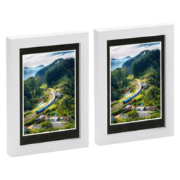 "Nicola Spring Photo Frames With 4"" X 6"" Mount - 5"" X 7"" - White/black - Pack Of 2" - thumbnail 1