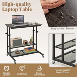 Height Adjustable Sit Stand Desk Mobile Stand Up Desk - thumbnail 3