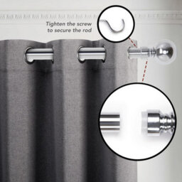Aspire Homeware Plain Metal Curtain Pole With Ball Finials Extendable Rod 120-210 Cm (Chrome) - thumbnail 5