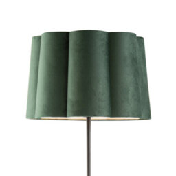 Happy Homewares Modern Matte Black Floor Lamp With Forest Green Velvet Scallop Shade - thumbnail 3