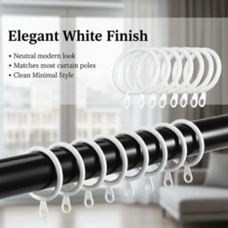 Homeelabador 30mm White Colour Pole Rod Curtain Rings With Eyelet - Pack Of 60 - thumbnail 6
