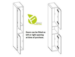 Impact Furniture Tall Bathroom Cabinet Slim Narrow Tallboy Wall Hung Storage Unit White Gloss And Oak Floating Modern Shelving Aruba - thumbnail 6