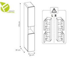 Impact Furniture Tall Bathroom Cabinet Slim Narrow Tallboy Wall Hung Storage Unit White Gloss And Oak Floating Modern Shelving Aruba - thumbnail 5