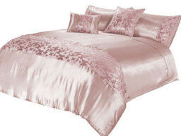 Homes & Linen Aisha Embroidered Pink Duvet Cover Set Luxury Microfiber Polyester Bedding With Pillowcases - thumbnail 2