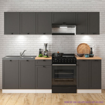 Heze Furniture Summer 7 Unit Kitchen Cabinets Set 240Cm In Graphite - image 1