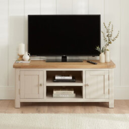 The Furniture Market Marbury Putty Grey Painted Widescreen Tv Unit Stand Up To 60 Tv Size - thumbnail 2