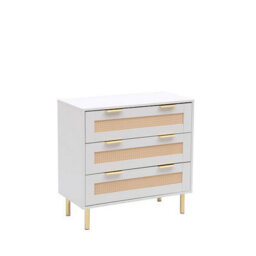 MMT Funiture Designs mmt White Chest With Rattan Fronts, 3 Storage Drawers - thumbnail 8