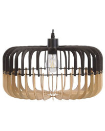 Beliani Hanging Pendant Lamp In Light Wood And Matt Black Finish, W40 X D40 X H124 Cm - thumbnail 2