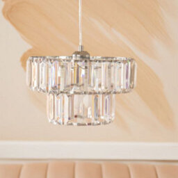Fabfinds Crystal Effect Clear 2 Tier Acrylic Pendant Ceiling Lamp Shade - thumbnail 1