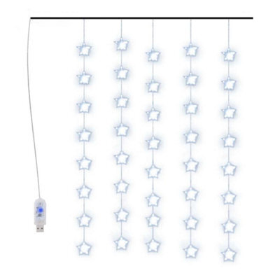 Berkfield Decorative Led Star Curtain Fairy Lights 200 Led Blue 8 Function - image 1