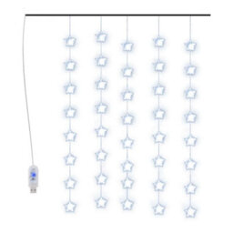 Berkfield Decorative Led Star Curtain Fairy Lights 200 Led Blue 8 Function - thumbnail 1