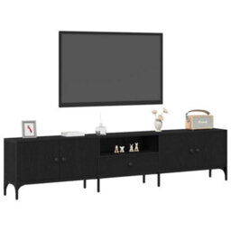 Berkfield Modern Tv Cabinet With Drawer Black Oak 200X25X44 Cm Engineered Wood - thumbnail 3