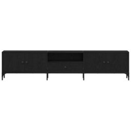 Berkfield Modern Tv Cabinet With Drawer Black Oak 200X25X44 Cm Engineered Wood - thumbnail 6