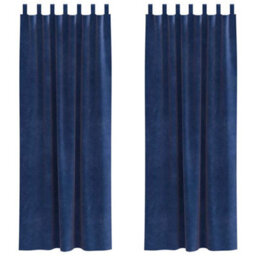 Berkfield Modern Blackout Curtains With Hanging Loops 2 Pcs Dark Blue Velvet