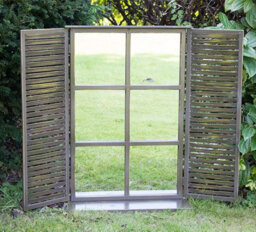Primrose 2Ft 7In X 1Ft 10In Country Shuttered Window Glass Garden Mirror - By Reflect™