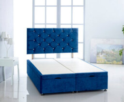 Comfy Deluxe Blue   Naples Foot Lift Ottoman Bed With Memory Spring Mattress And   Studded  Headboard 5.0Ft King Size - thumbnail 3