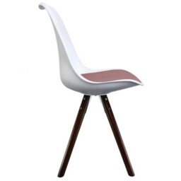 Fusion Living Soho White & Blush Pink Plastic Dining Chair With Pyramid Dark Wood Legs - thumbnail 5
