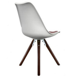Fusion Living Soho White & Blush Pink Plastic Dining Chair With Pyramid Dark Wood Legs - thumbnail 4