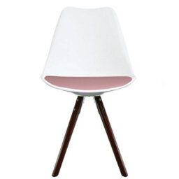 Fusion Living Soho White & Blush Pink Plastic Dining Chair With Pyramid Dark Wood Legs - thumbnail 6