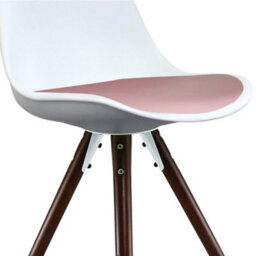 Fusion Living Soho White & Blush Pink Plastic Dining Chair With Pyramid Dark Wood Legs - thumbnail 3