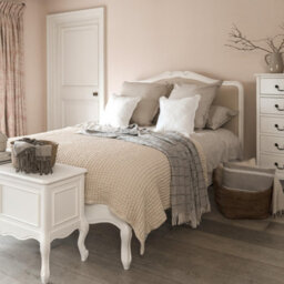 Statement Furniture Juliette French Style 5Ft King Bed With Upholstered Headboard - White - thumbnail 1