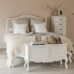 Statement Furniture Juliette French Style 5Ft King Bed With Upholstered Headboard - White - thumbnail 2