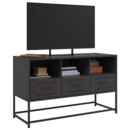 Berkfield Industrial Tv Cabinet Black 100.5X39X60.5 Cm Steel - thumbnail 4
