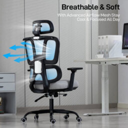 Ergonomic Mesh Back Office Chair High Back Gaming Chair Swivel Desk Chair Grey - thumbnail 2