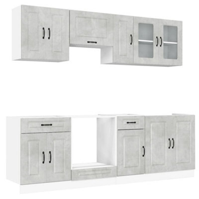 Berkfield Elegant 8 Piece Kitchen Cabinet Set Kalmar Concrete Grey Engineered Wood