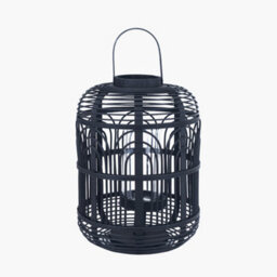 Pacific Lifestyle Large Black Bamboo And Glass Lantern - thumbnail 2