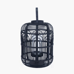 Pacific Lifestyle Large Black Bamboo And Glass Lantern - thumbnail 4