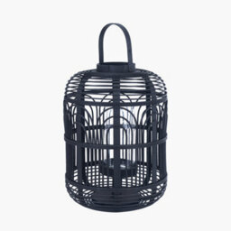 Pacific Lifestyle Large Black Bamboo And Glass Lantern - thumbnail 3