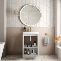 Affine Bathroom Vanity Unit Basin Sink Free Standing 500mm Door Cabinet Storage White - thumbnail 3